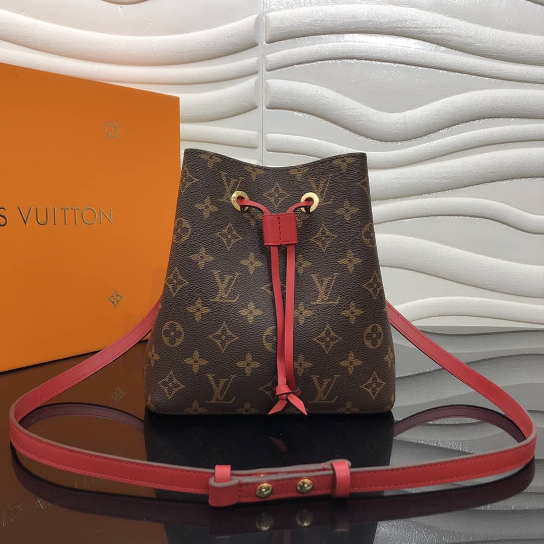 Louis Vuitton Noe Monogram Canvas Replica Bucket Bag Red - DEEPREPS