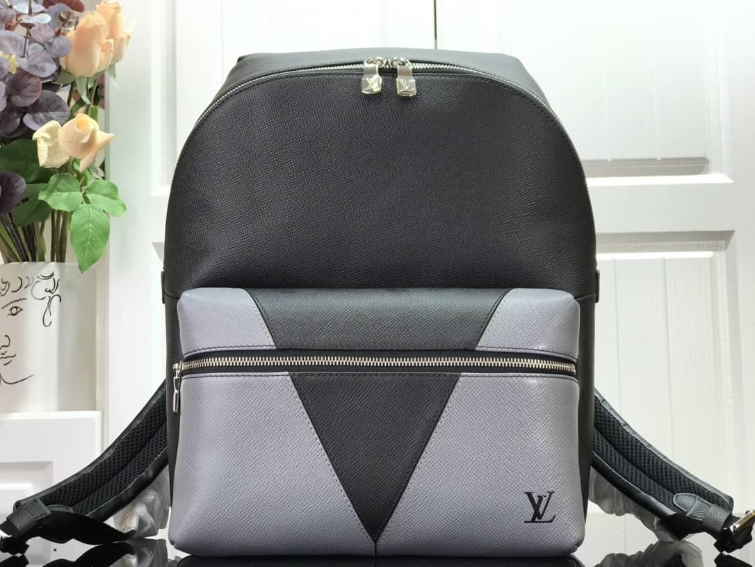 LV Backpack Replica Taiga Leather Discovery M30728 Black Gray - DEEPREPS