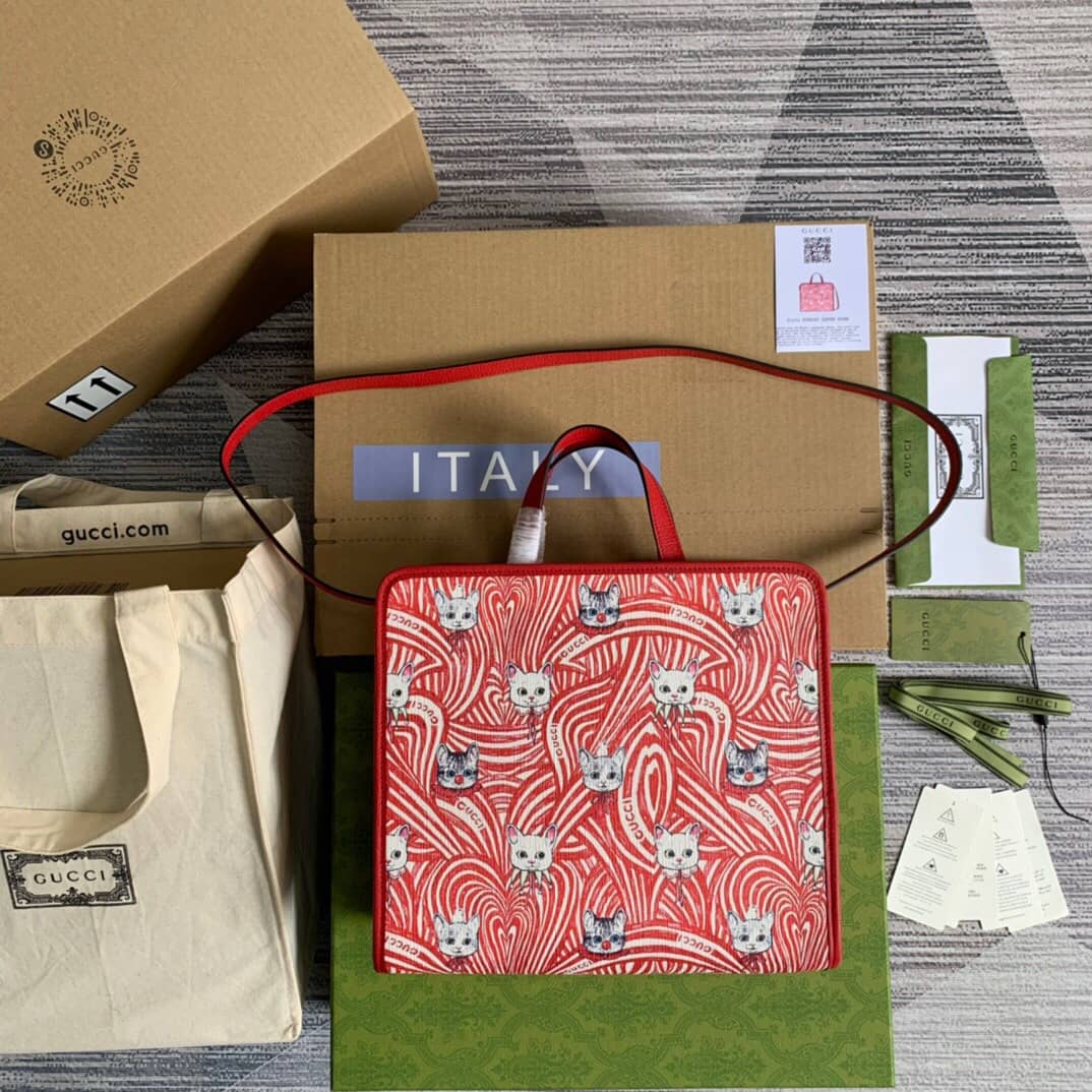 Gucci Supreme Canvas Children Yuko Higuchi Tote Replica Red 630542 - DEEPREPS