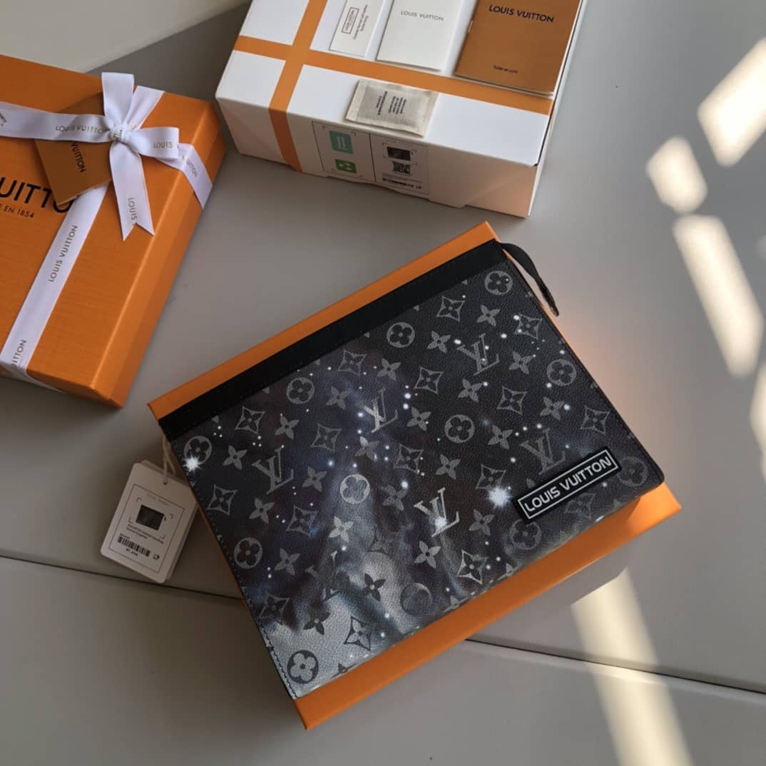 Louis Vuitton Monogram Galaxy Canvas Replica Pochette Voyage Black M44448 - DEEPREPS