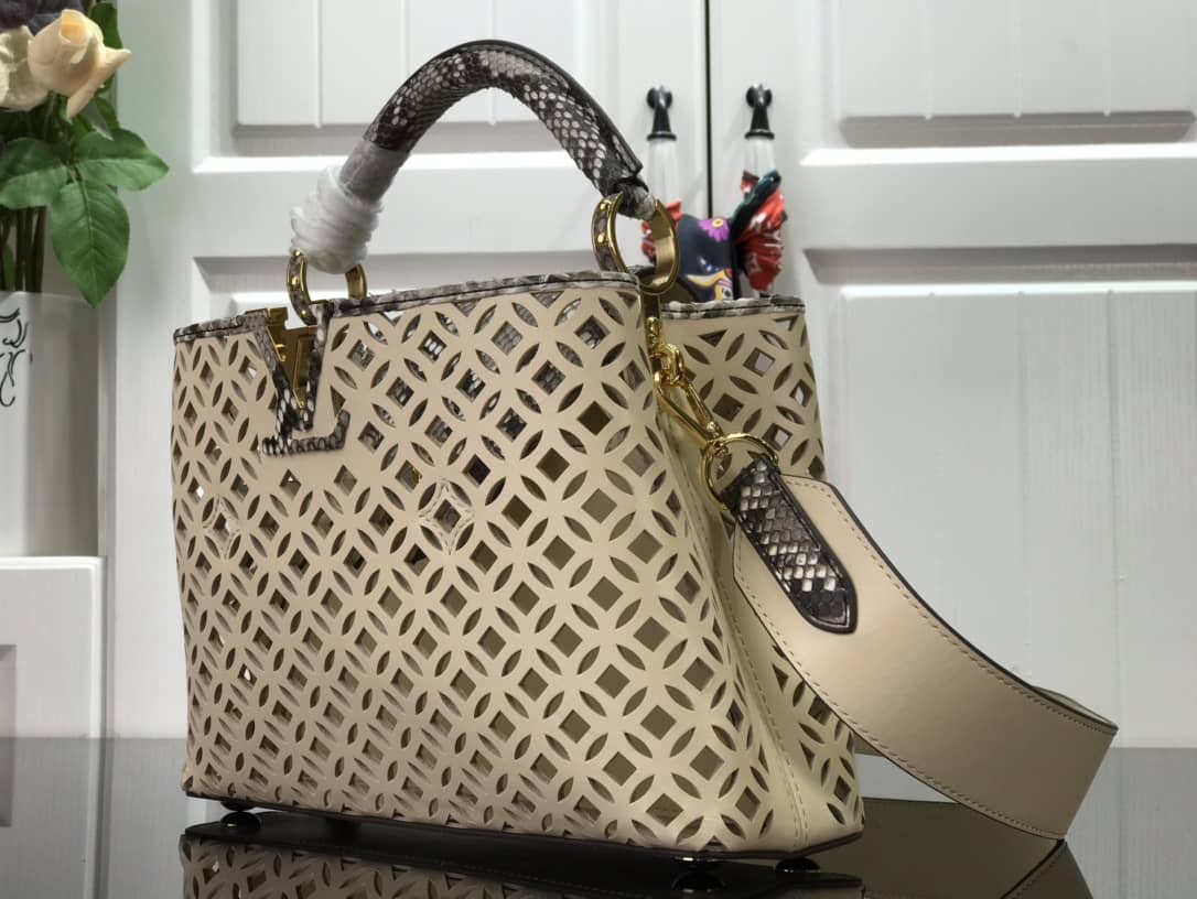 Louis Vuitton Capucines BB Cutout Leather Bag Replica Apricot M57228 - DEEPREPS