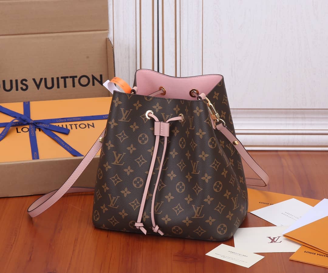 Louis Vuitton Neo Noe Monogram Replica Drawstring Bag Pink M44022 - DEEPREPS
