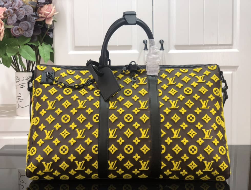 LV Duffle Bag Replica Keepall Triangle Bandouliere 50 Yellow M45046 - DEEPREPS
