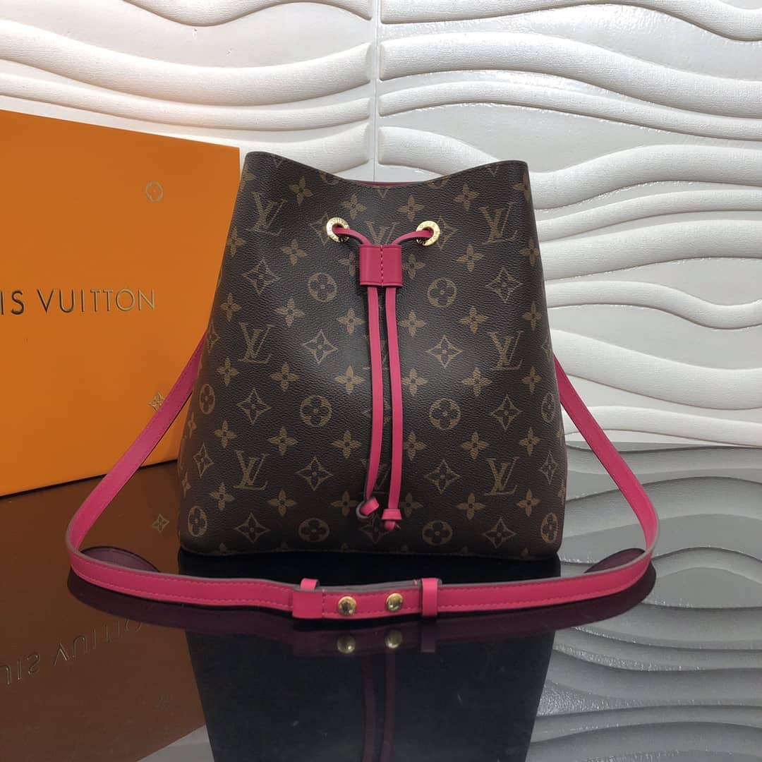 Louis Vuitton Neonoe Replica Bucket Bag Brown Pink Red M44020 - DEEPREPS