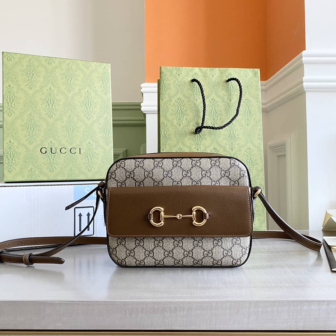 Gucci Horsebit 1955 GG Crossbody Bag Replica Brown 645454 - DEEPREPS