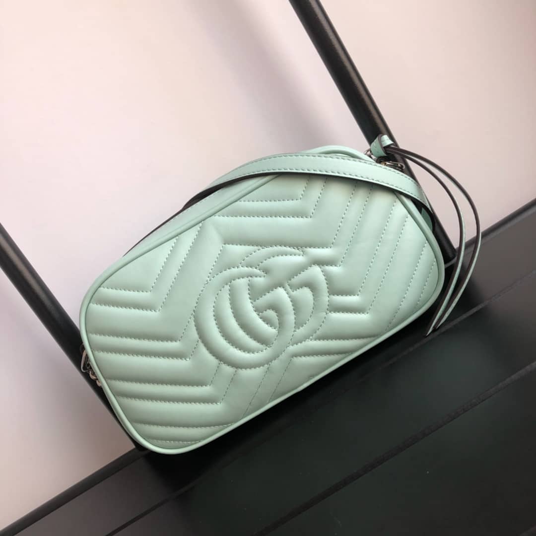 Gucci Handbag Dupes GG Marmont Small Shoulder Handbag Camera Bag Replica Green 447632 - DEEPREPS