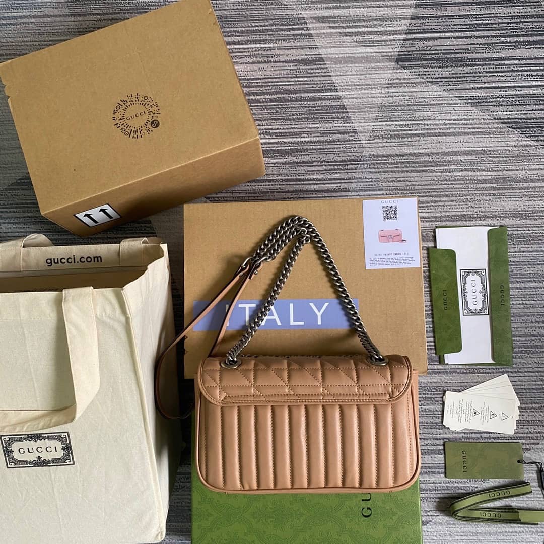 Gucci GG Marmont Matelasse Shoulder Bag Replica Brown 443497 - DEEPREPS