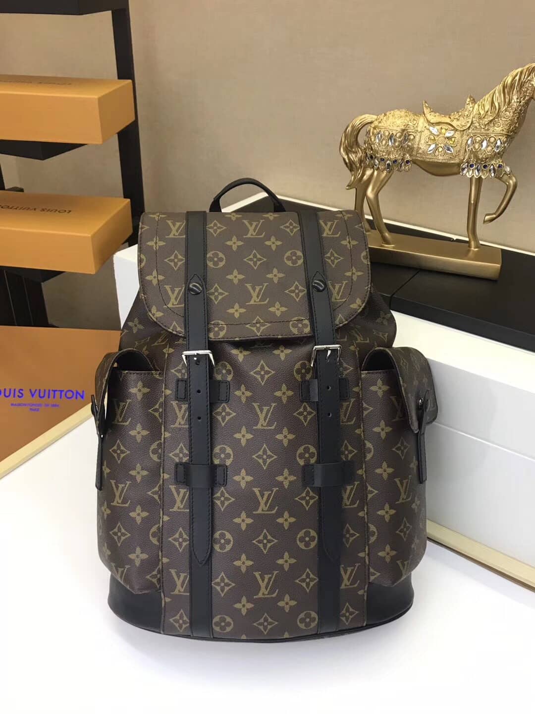 Louis Vuitton Christopher PM Monogram Macassar Canvas Leather Replica Backpack M43735 - DEEPREPS