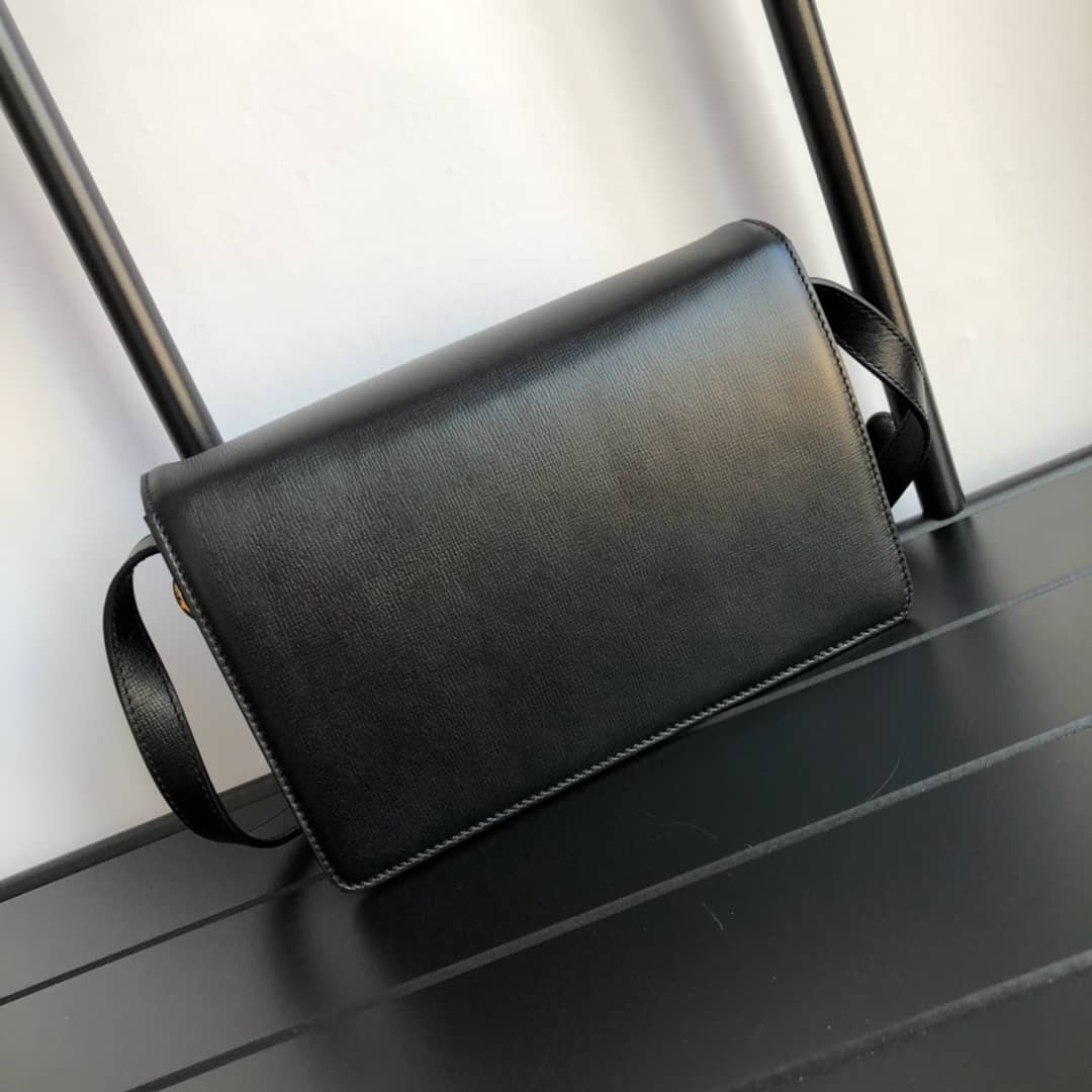 Gucci GG Ring Torchon Leather Shoulder Bag Replica Black 589474 - DEEPREPS