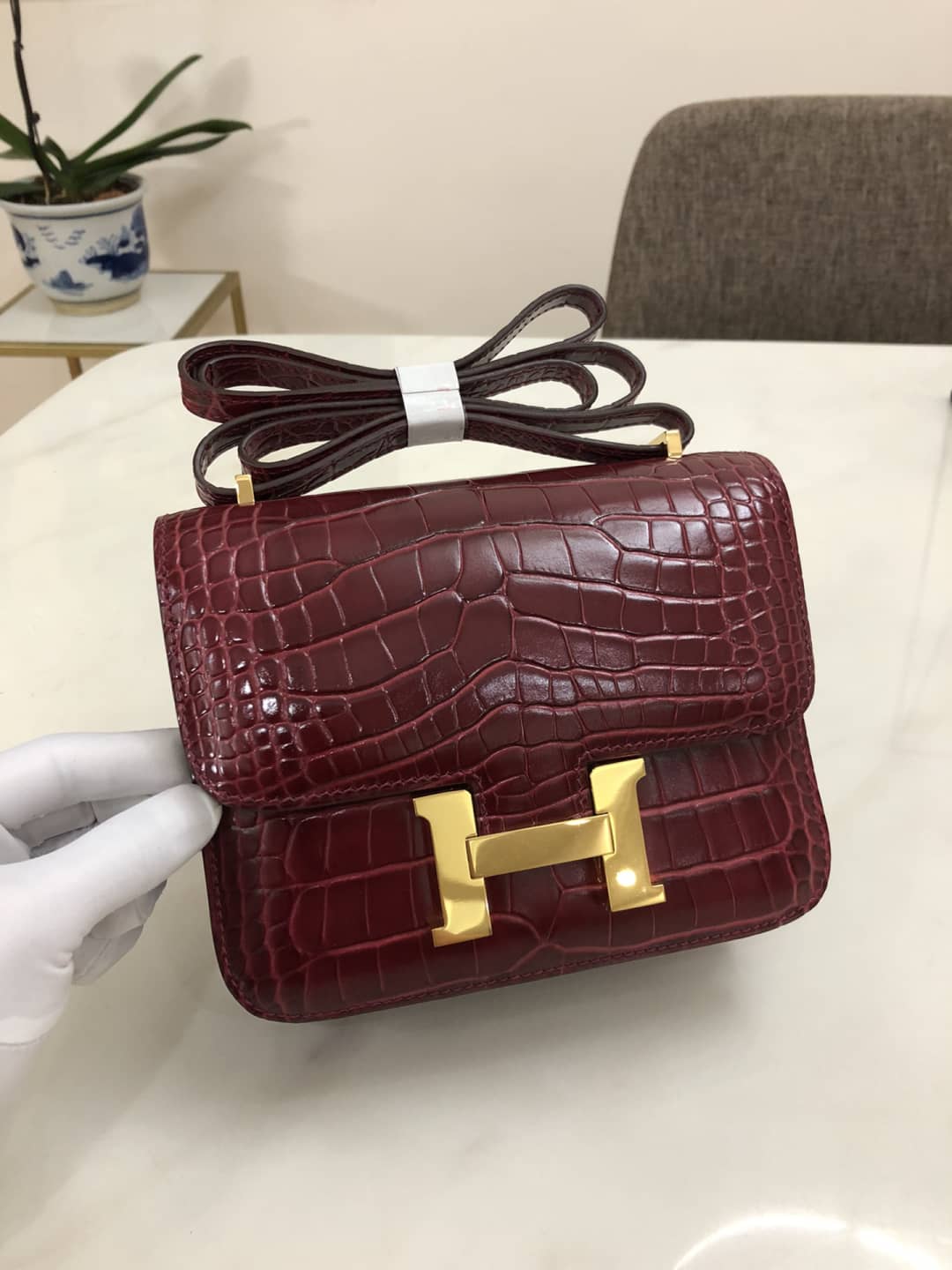 Hermes Replica Constance 18CM Crocodile Shiny Bag - DEEPREPS