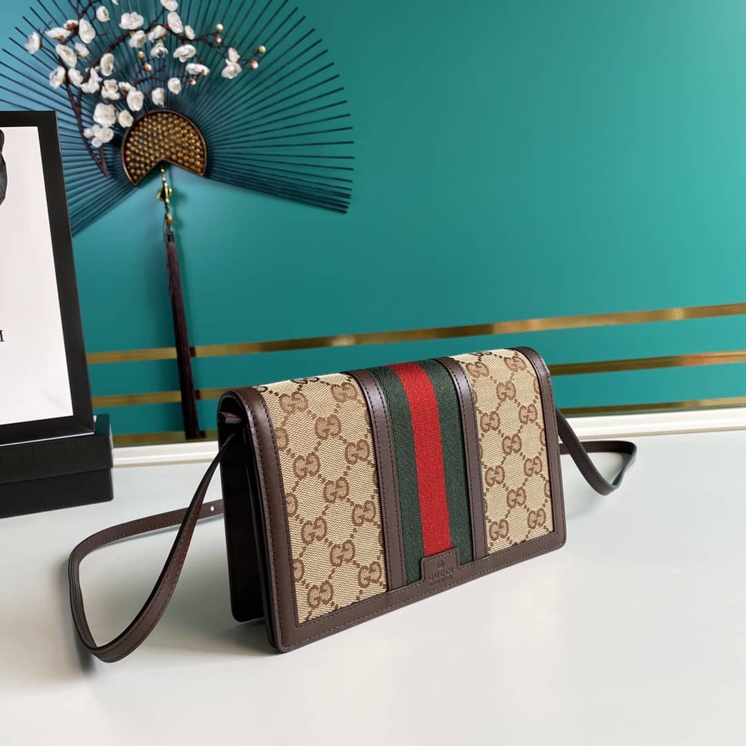 Gucci GG Crossbody Bag Web Stripe Wallet Replica 409439 - DEEPREPS