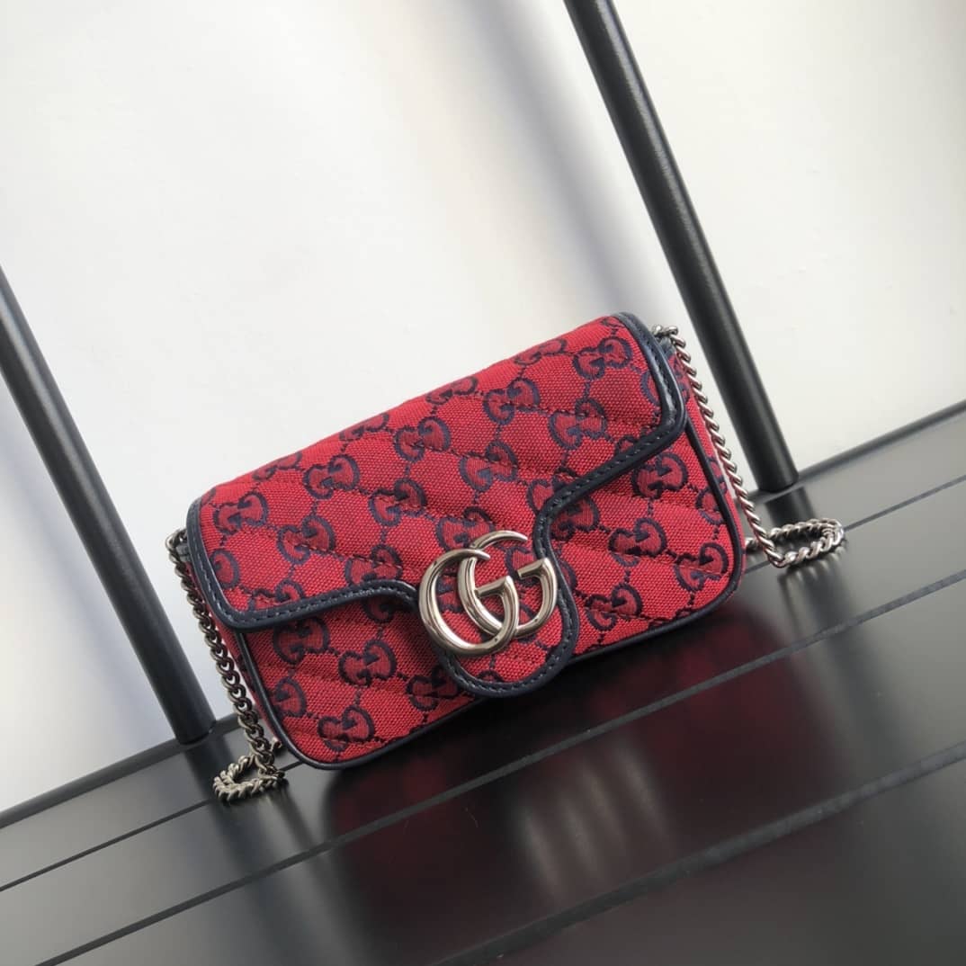 Gucci GG Marmont Matelasse Leather Mini Shoulder Bag Replica Red 476433 - DEEPREPS
