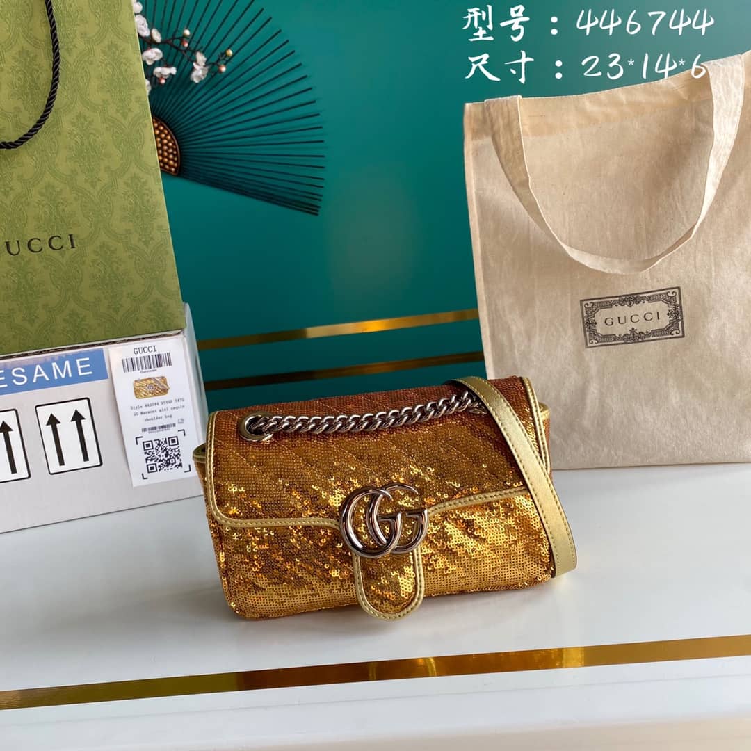 Gucci Marmont GG Matelasse Leather Mini Shoulder Bag Replica 446744 - DEEPREPS