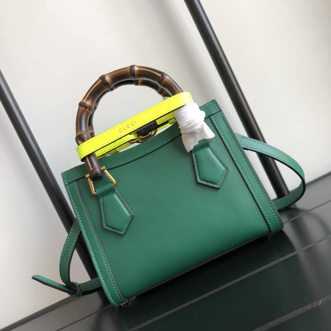 Gucci Diana Mini Bamboo Tote Bag Replica Green 655661 - DEEPREPS