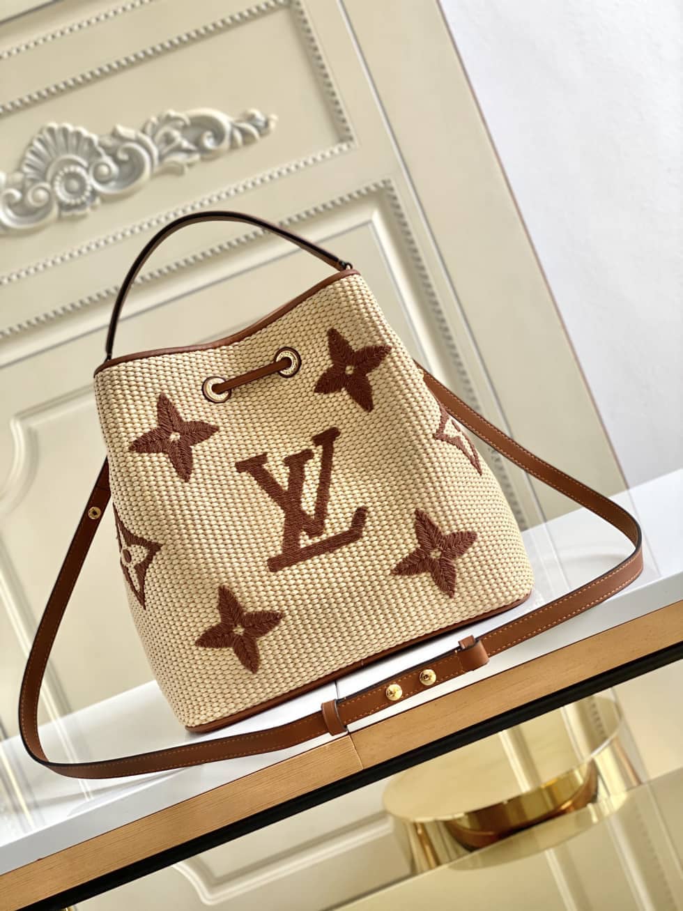 Louis Vuitton NONO MM Apricot M57704 Replica Bucket Bag - DEEPREPS