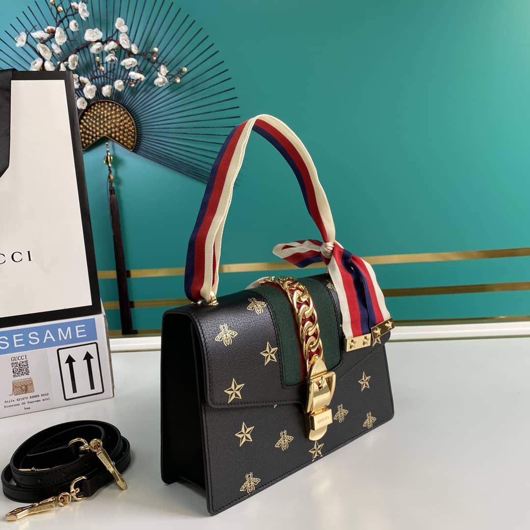 Gucci Sylvie Bee Star Small Shoulder Bag Replica 524405 - DEEPREPS