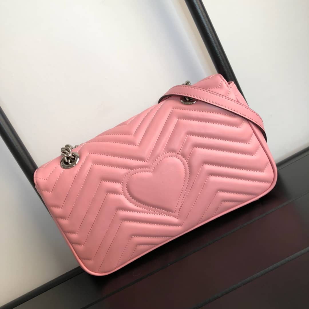 Gucci GG Marmont Matelasse Shoulder Bag Replica Pink 443497 - DEEPREPS