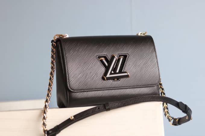 Louis Vuitton Twist MM Chain Leather Replica Bag Black M50282 - DEEPREPS