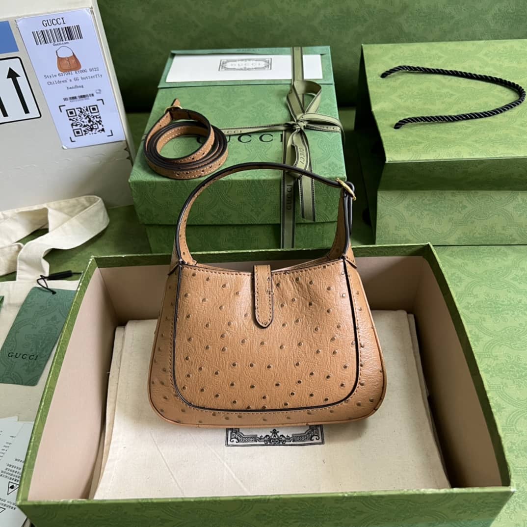 Gucci Jackie 1961 Ostrich Mini Hobo 637091 Replica Shoulder Bag - DEEPREPS