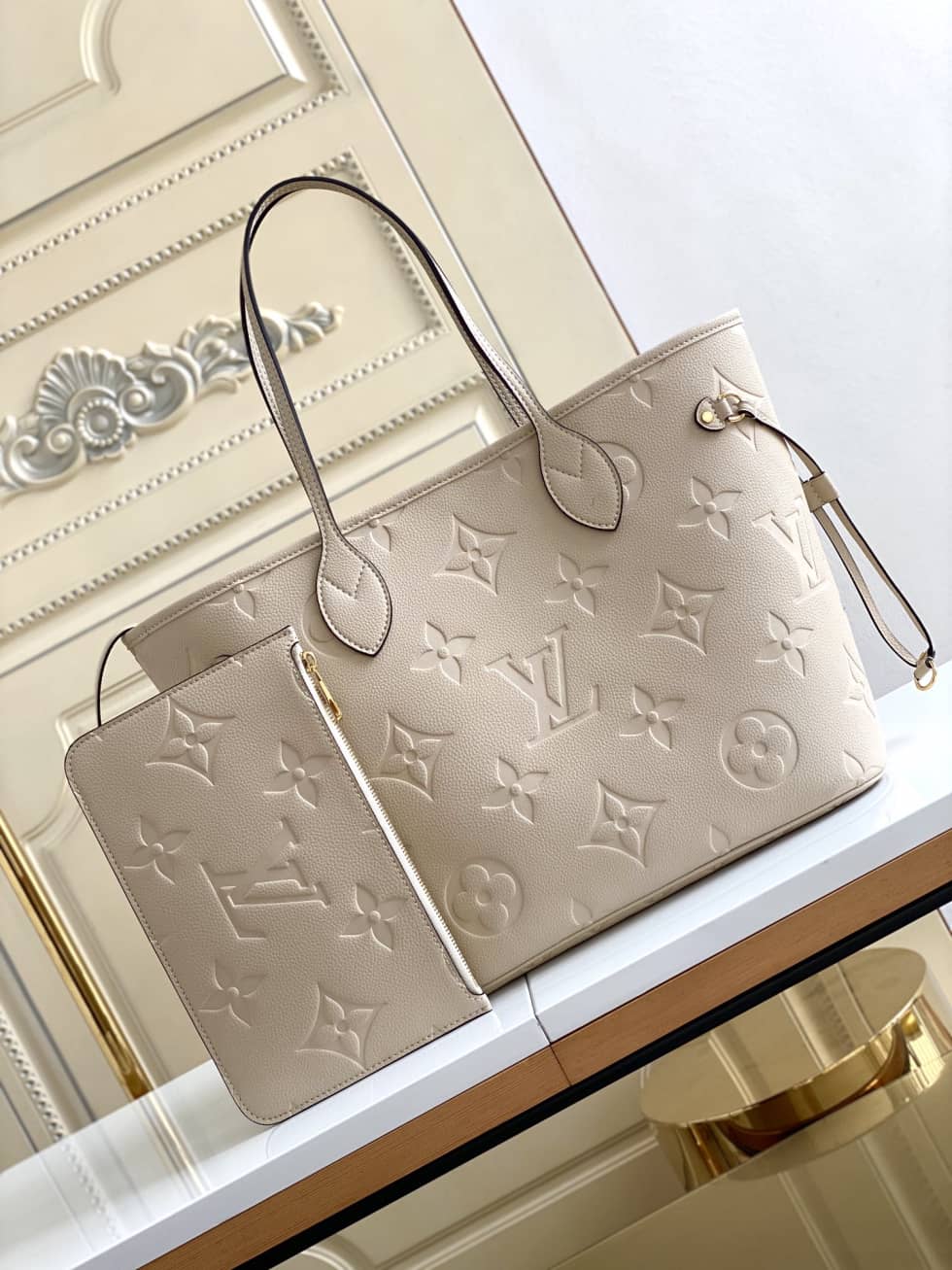 Louis Vuitton Monogram Empreinte Neverfull MM White M45684 Replica Tote - DEEPREPS