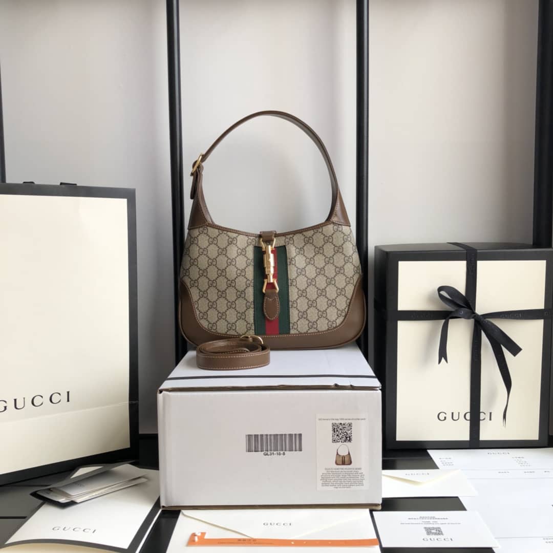 Gucci GG Jackie 1961 Mini Shoulder Bag Replica Brown 637092 - DEEPREPS