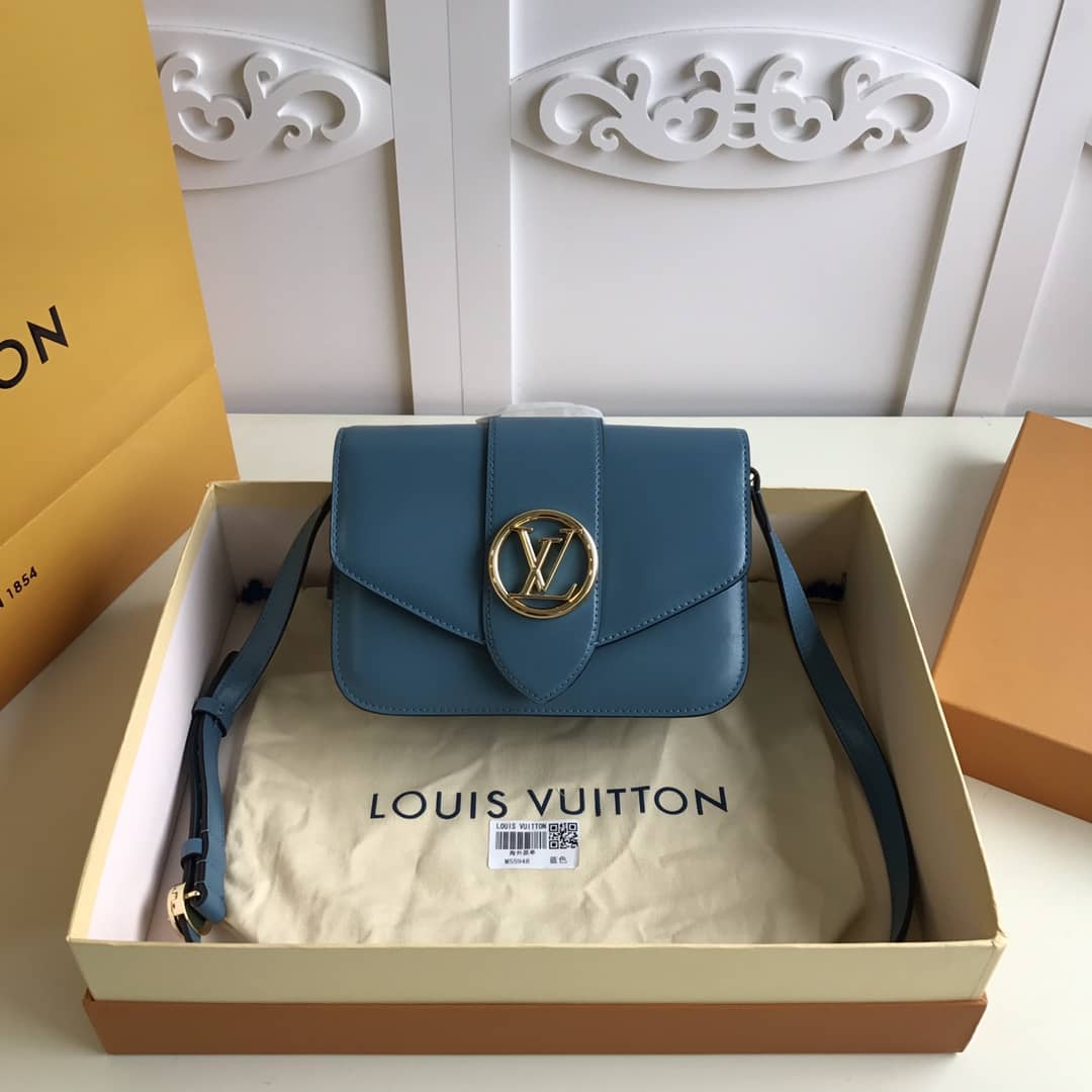 Louis Vuitton Pont9 Neuf Leather Replica Shoulder Bag Blue M55948 - DEEPREPS