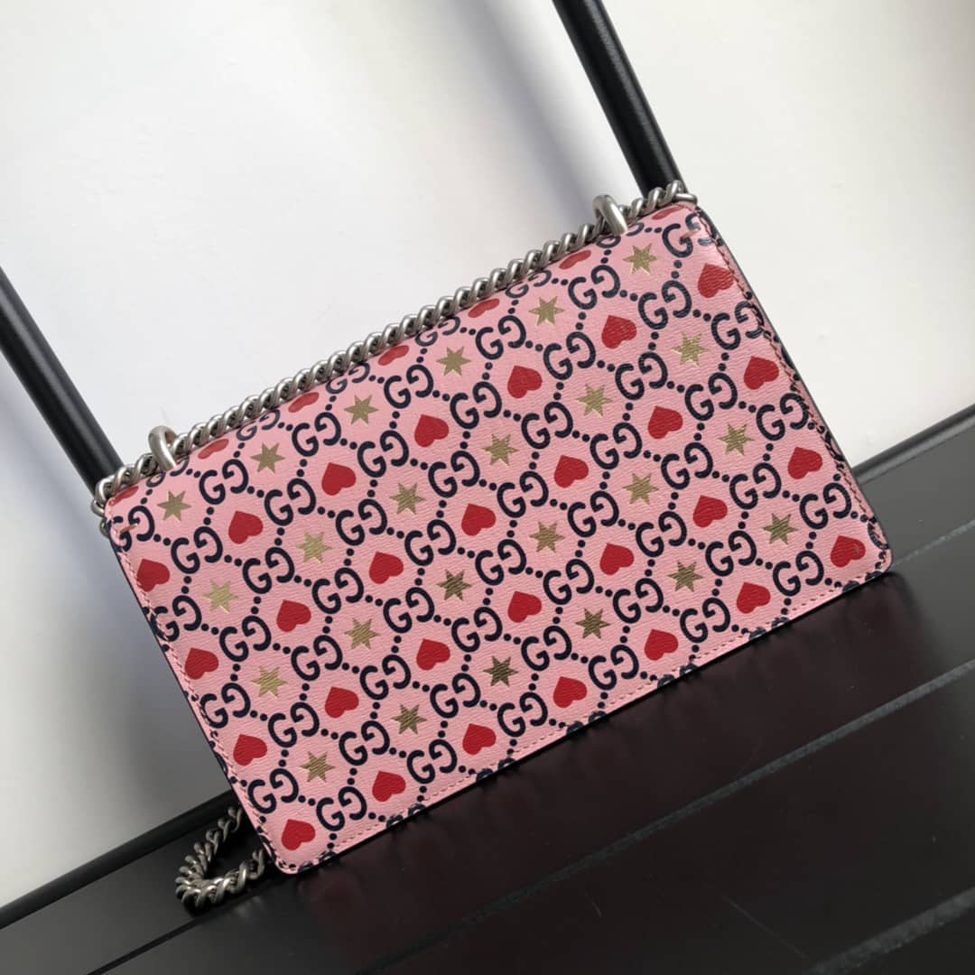 Gucci Dionysus Dupe GG Supreme Dionysus Chain Shoulder Bag Replica Pink 400249 - DEEPREPS