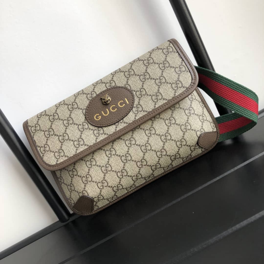 Gucci Neo Vintage GG Supreme Belt Bag Replica Brown 493930 - DEEPREPS