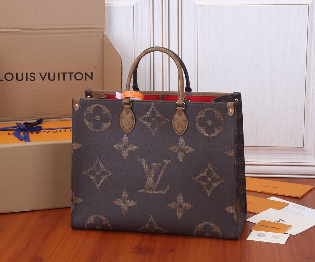Louis Vuitton Reversible Monogram Onthego 2way Brown Coated Replica Tote - DEEPREPS