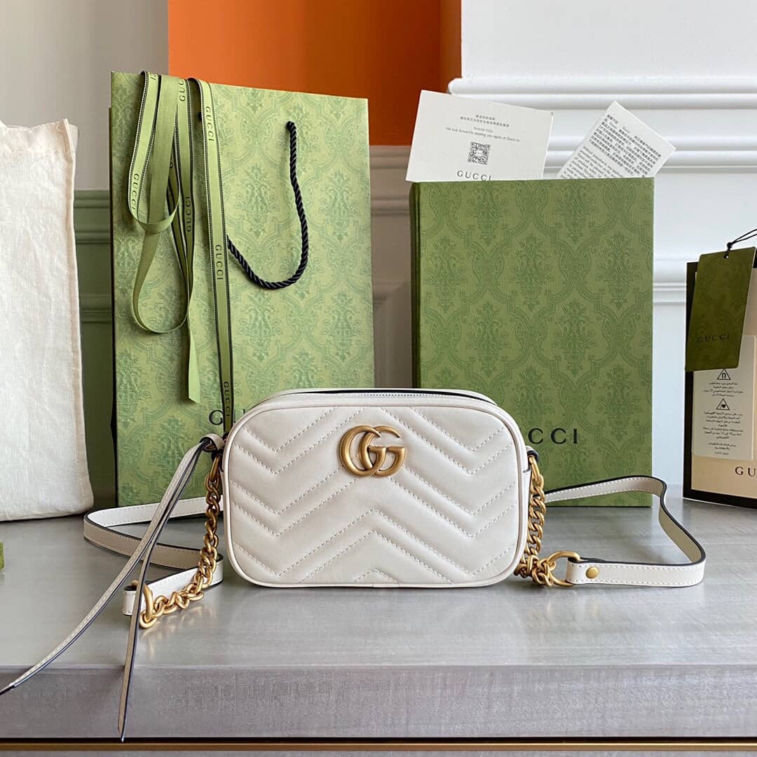 Gucci GG Marmont Matelassé Mini Bag Replica White 448065 - DEEPREPS