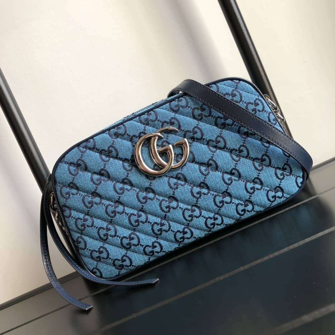 Gucci GG Marmont Small Shoulder Handbag Camera Bag Replica Blue 447632 - DEEPREPS
