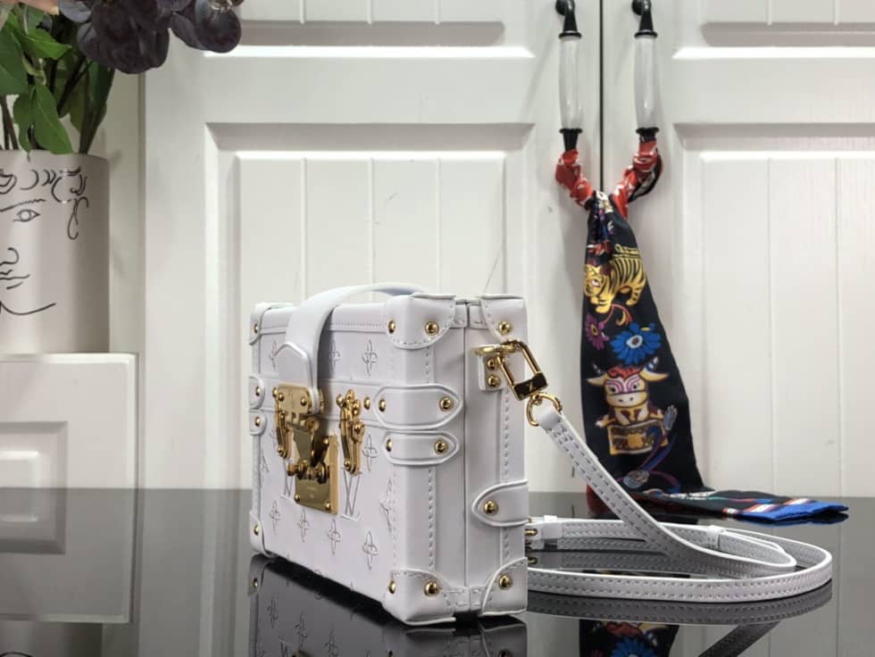 Louis Vuitton Petite Malle Monogram Flou White M20745 Replica Trunk Box - DEEPREPS