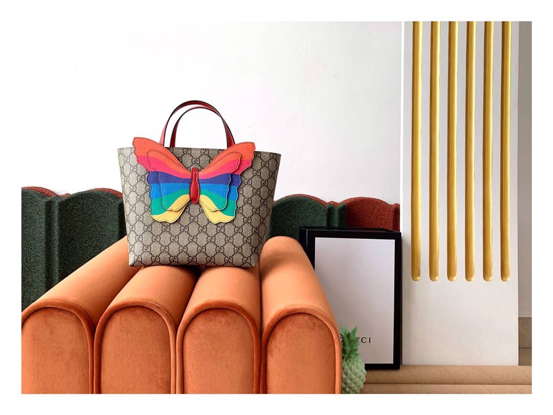 Gucci Children GG Tote With Pineapple Bag Replica Brown 580840 - DEEPREPS