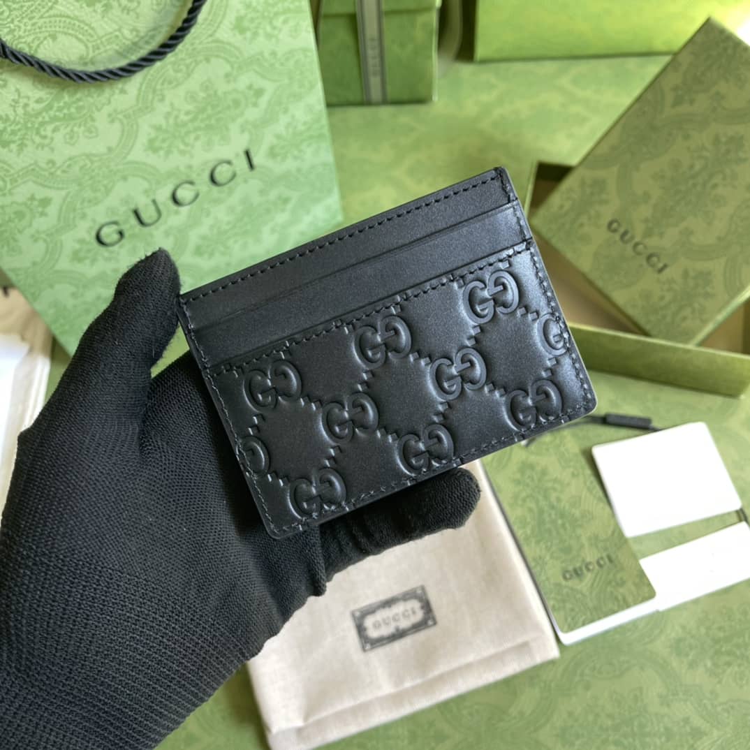Gucci Guccissima Card Holder Black Replica 233166 - DEEPREPS
