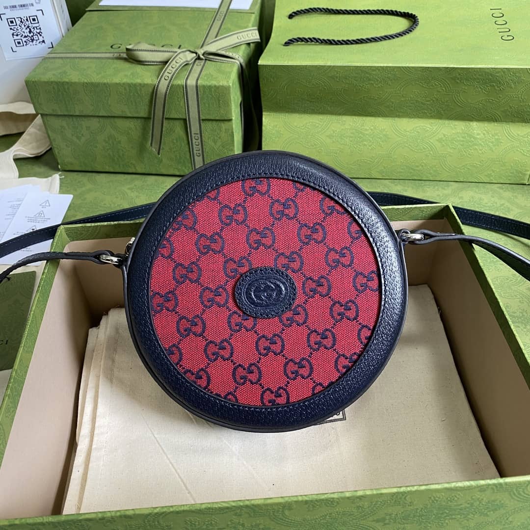 Gucci GG Multicolor Round Shoulder Bag Red Replica 658825 - DEEPREPS