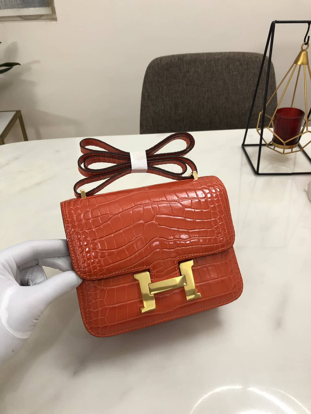 Hermes Replica Constance 18CM Crocodile Shiny Bag - DEEPREPS
