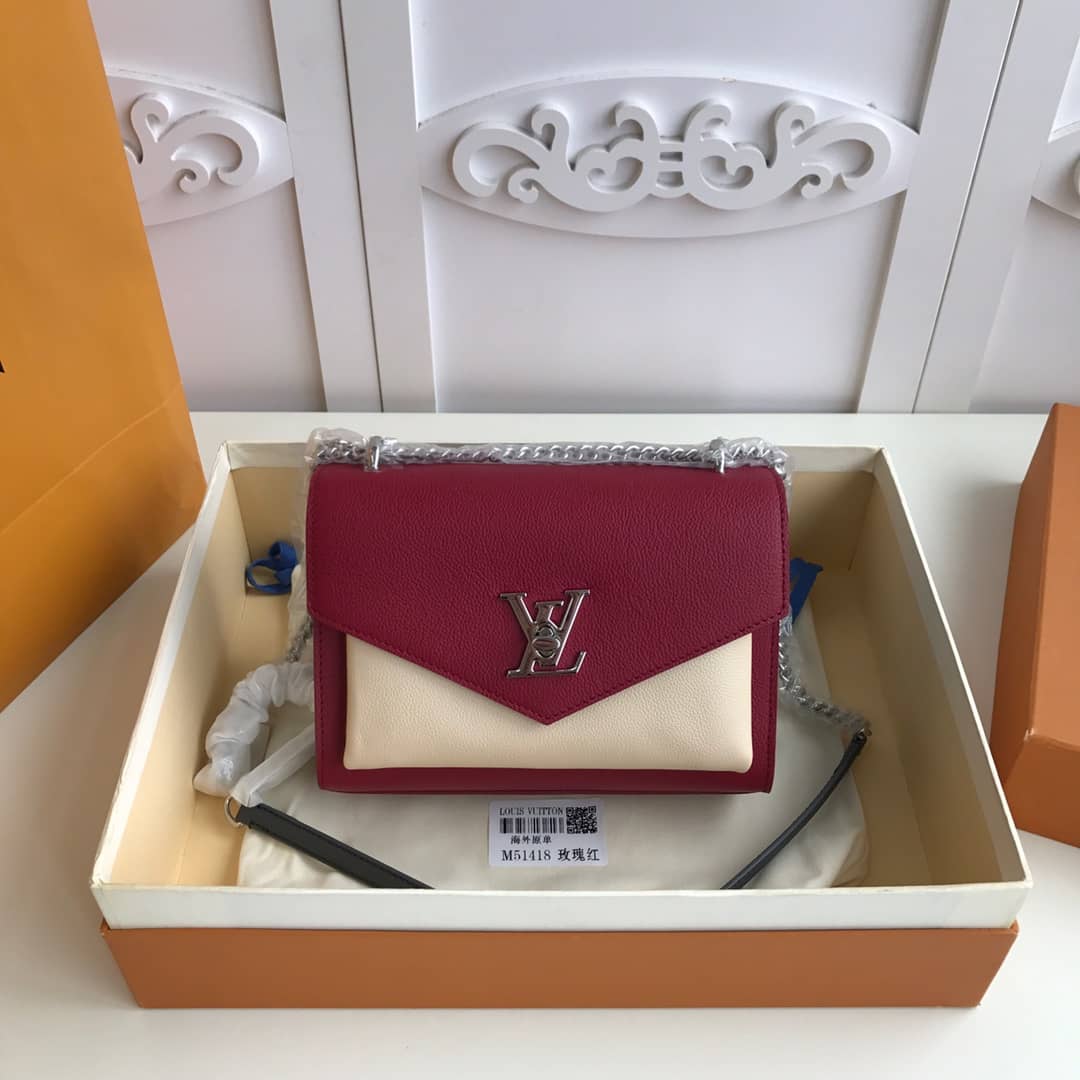Louis Vuitton MyLockMe BB Calf Chain Replica Shoulder Bag Red White M51418 - DEEPREPS