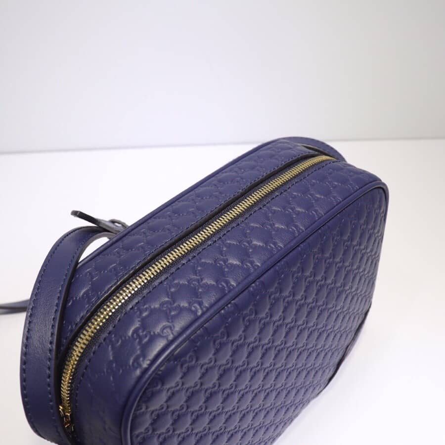 Gucci Bree Guccissima GG Leather Canvas Camera Bag Replica Blue 449413 - DEEPREPS