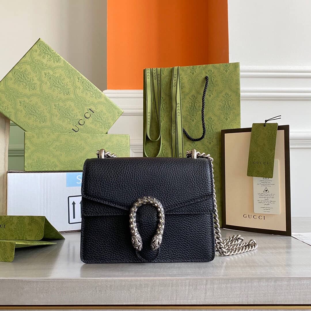 Gucci GG Supreme Dionysus 2way Mini Chain Shoulder Bag Replica Black 421970 - DEEPREPS