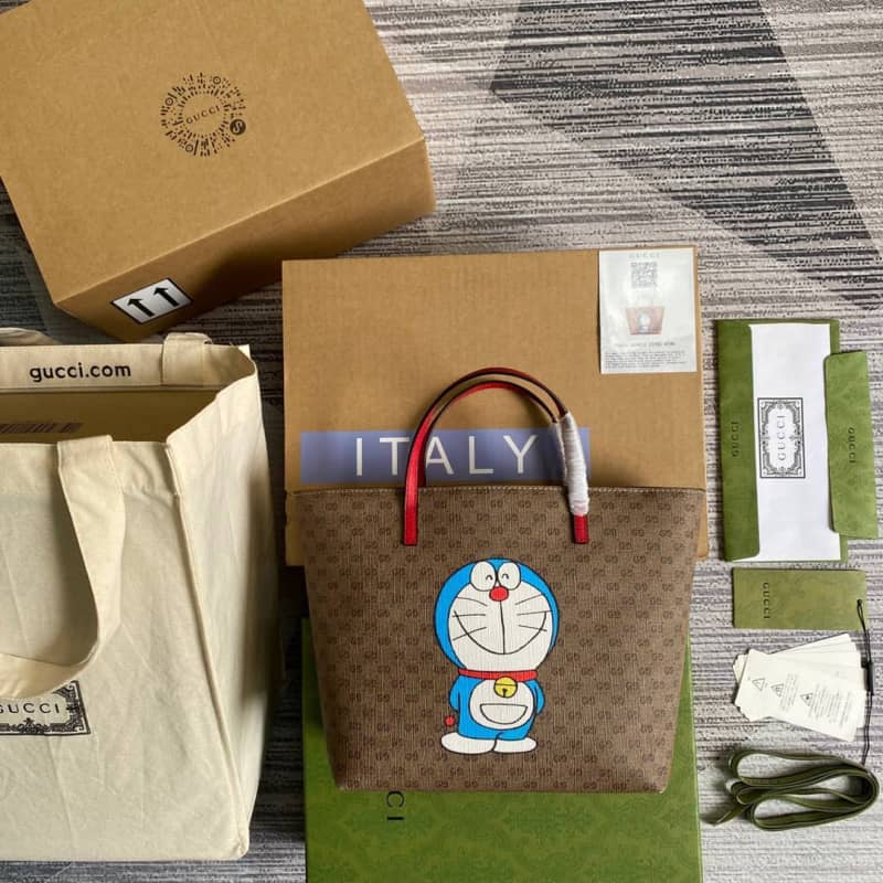Gucci Children GG Supreme Canvas Replica Tote Brown 410812 - DEEPREPS