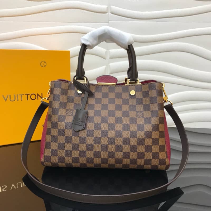 Louis Vuitton Damier Ebene Canvas Brittany Bag Replica Red M41674 - DEEPREPS