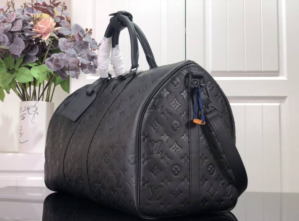 LV Duffle Bag Replica Keepall Bandoulire 50 Taurillon Monogram Black M59025 - DEEPREPS