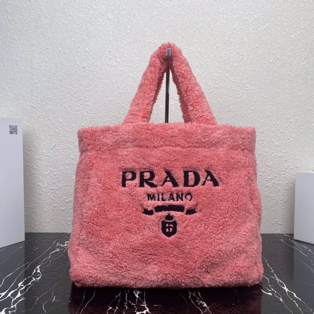 Prada Raffia Tote Dupe Shearling Tote Shoulder Bag - DEEPREPS