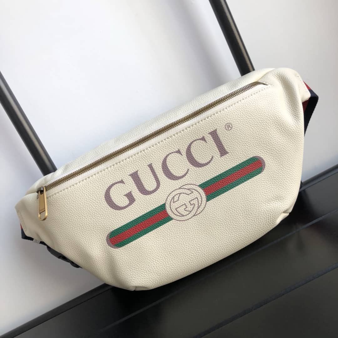 Gucci Print Leather Belt Waist Bum Bag Replica White 493869 - DEEPREPS