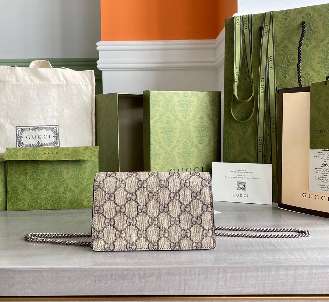 Gucci Dionysus GG Supreme Super Mini Bag Replica Gray Red 476432 - DEEPREPS