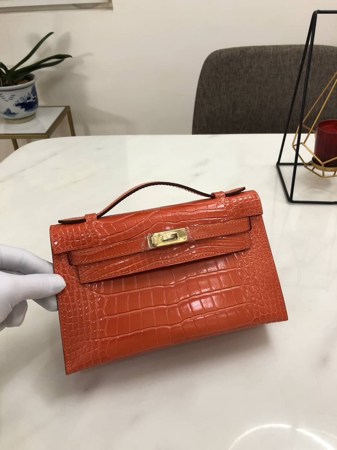 Hermes Kelly Dupe 22CM Crocodile Shiny Replica Bag - DEEPREPS