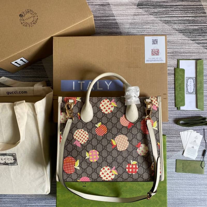 Gucci Canvas GG Supreme Small Tote Replica Gray 659983 - DEEPREPS