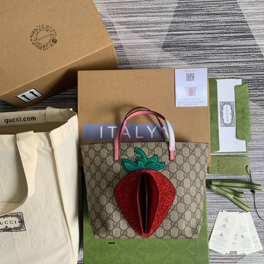 Gucci Children GG Tote With Pineapple Bag Replica Red 580840 - DEEPREPS