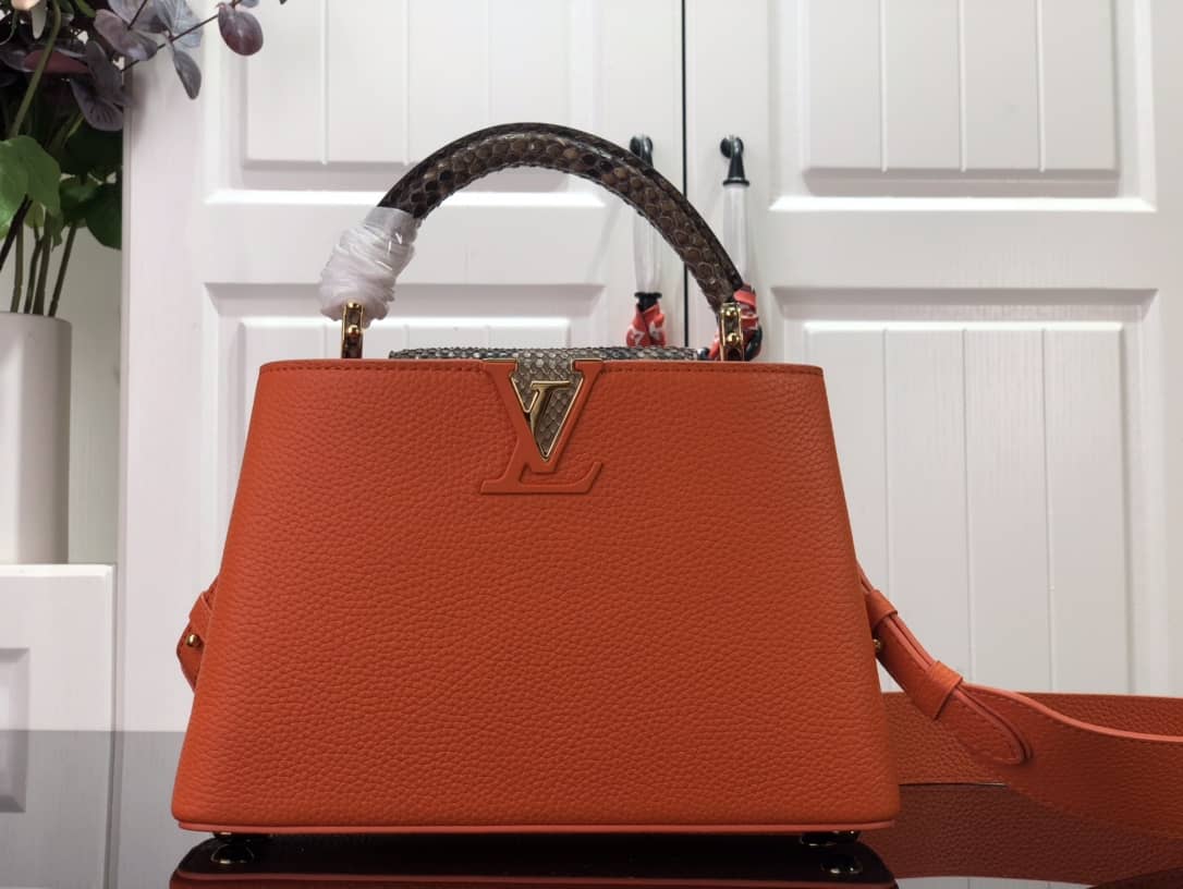 Louis Vuitton Capucines Embroidery Replica Bag Orange M48865 - DEEPREPS
