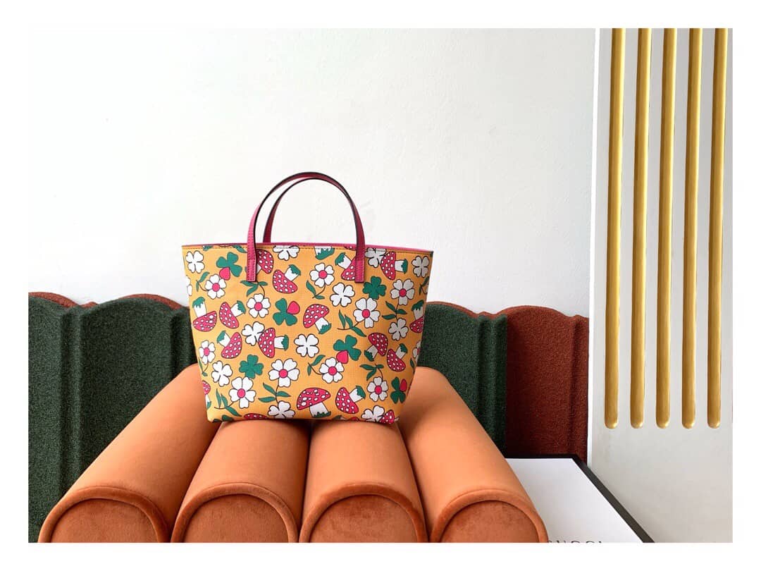 Gucci Children GG Tote With Pineapple Bag Replica Orange 580840 - DEEPREPS